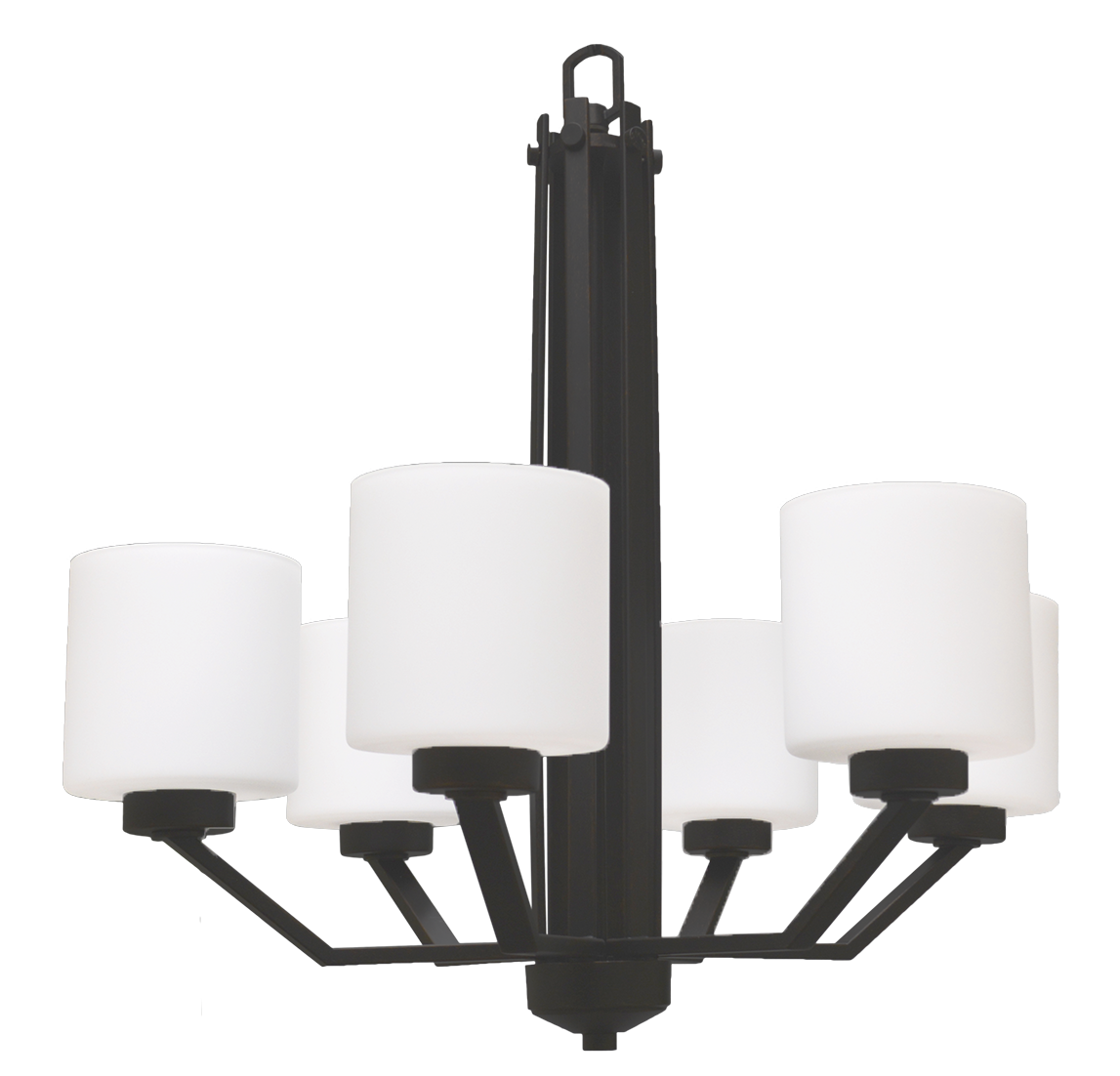 6 light white glass chandelier matte black