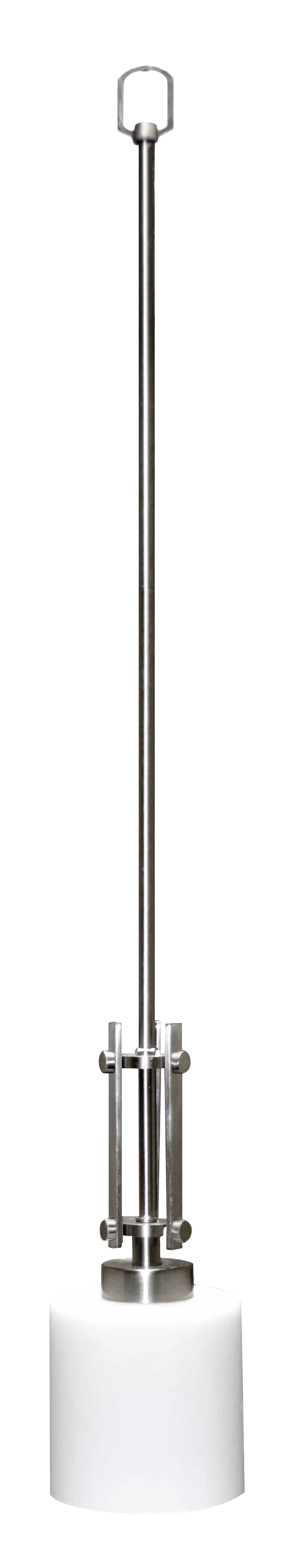 1-Light Brushed Nickel Pendant with White Glass