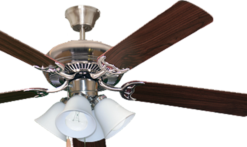 52 inch ceiling fan nickel 5 blade with 4 light