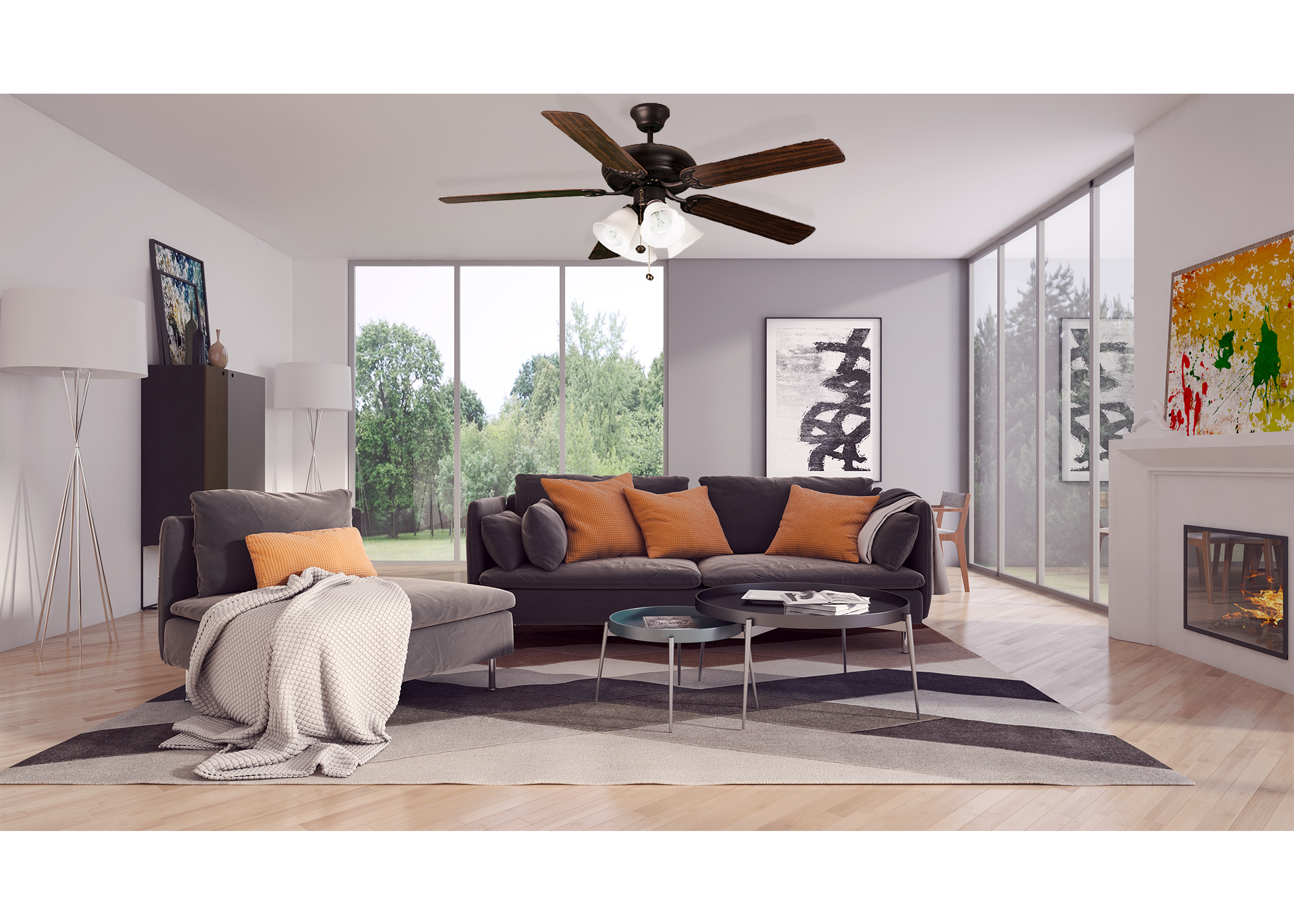 52 inch ceiling fan rubbed bronze 5 blade with 4 light living room