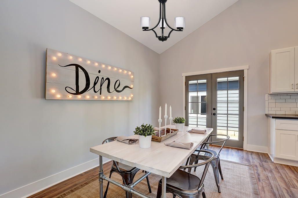 3-Light Chandelier - Matte Black- Clear and White Glass dining roon