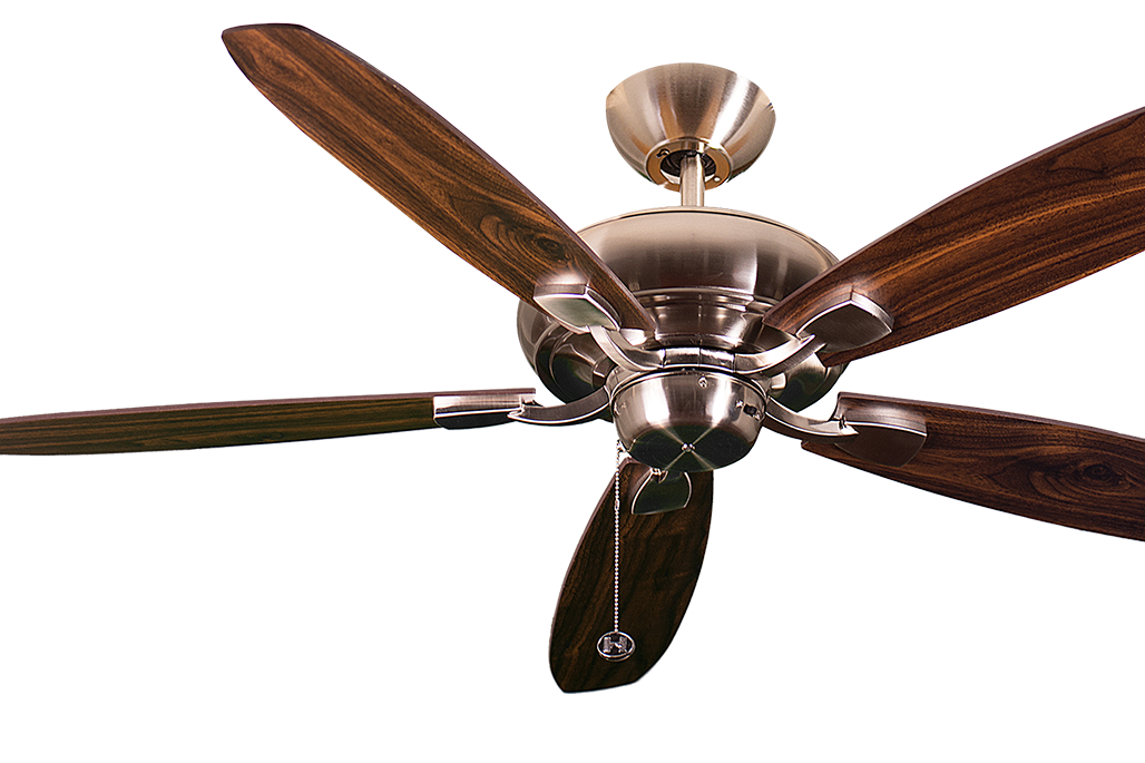 52" 5-Blade Farmhouse Nickel Ceiling Fan with Charred Pecan/Walnut Blades