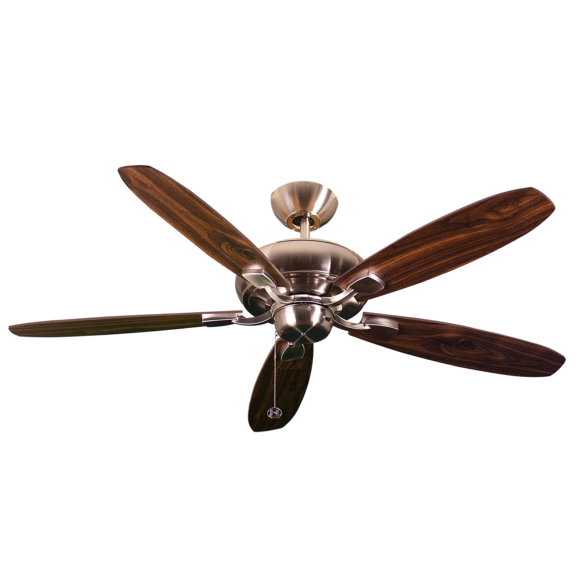 52" 5-Blade Farmhouse Nickel Ceiling Fan with Charred Pecan/Walnut Blades