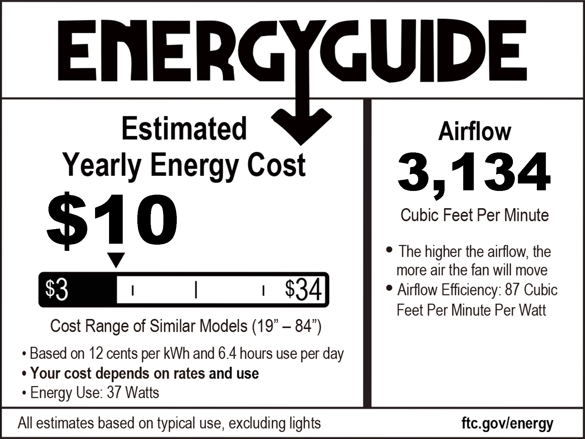 52" 5-Blade Farmhouse Nickel Ceiling Fan with Charred Pecan/Walnut Blades energy guide