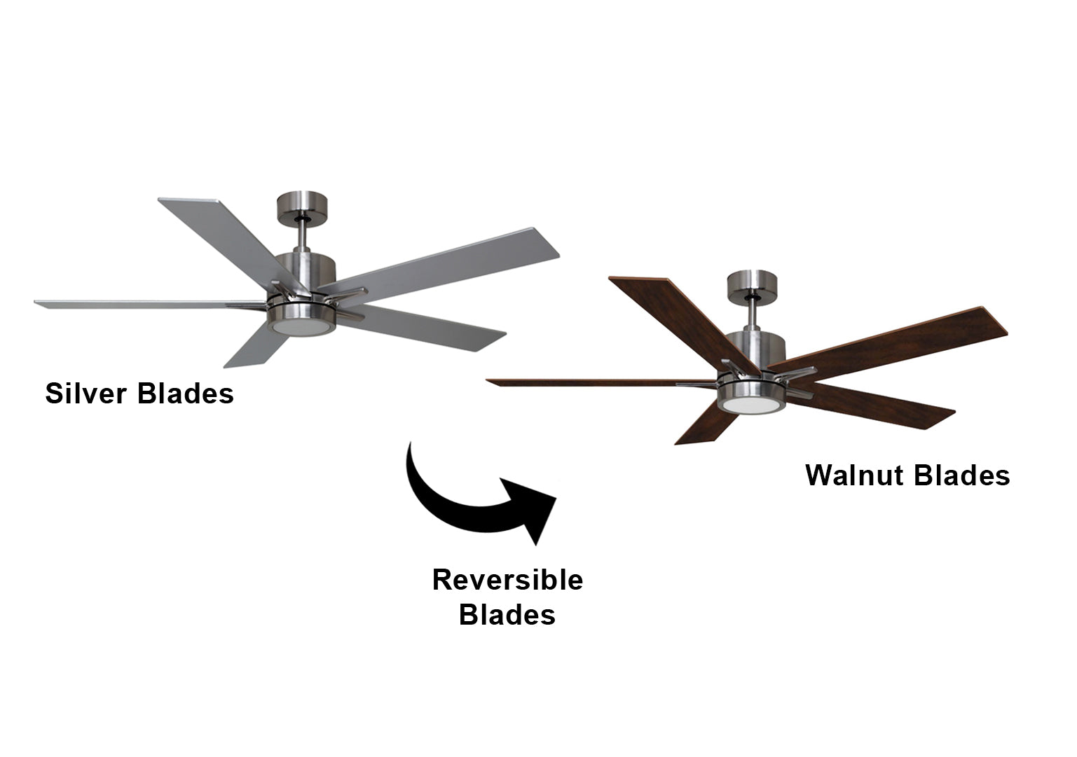 5 blade 52" Nickel Celing Fan With Lights and Wall Control