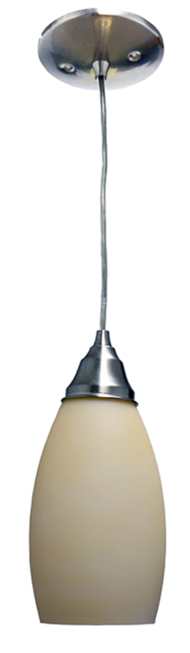Cream Glass Mini Pendant Brushed Nickel Finish