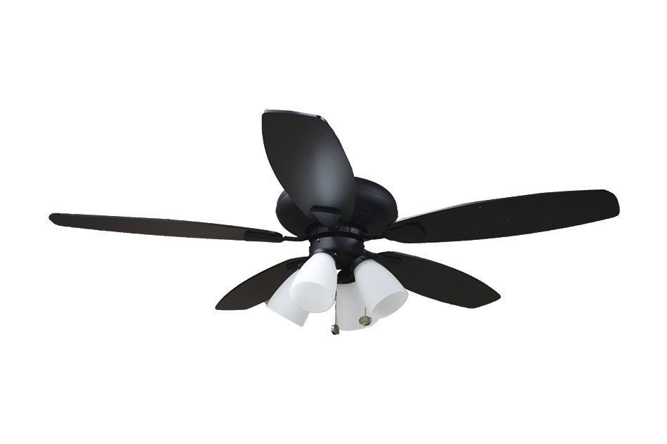 52" 5-Blade Black Ceiling Fan With 4-Light Kit and Black/Walnut Blades