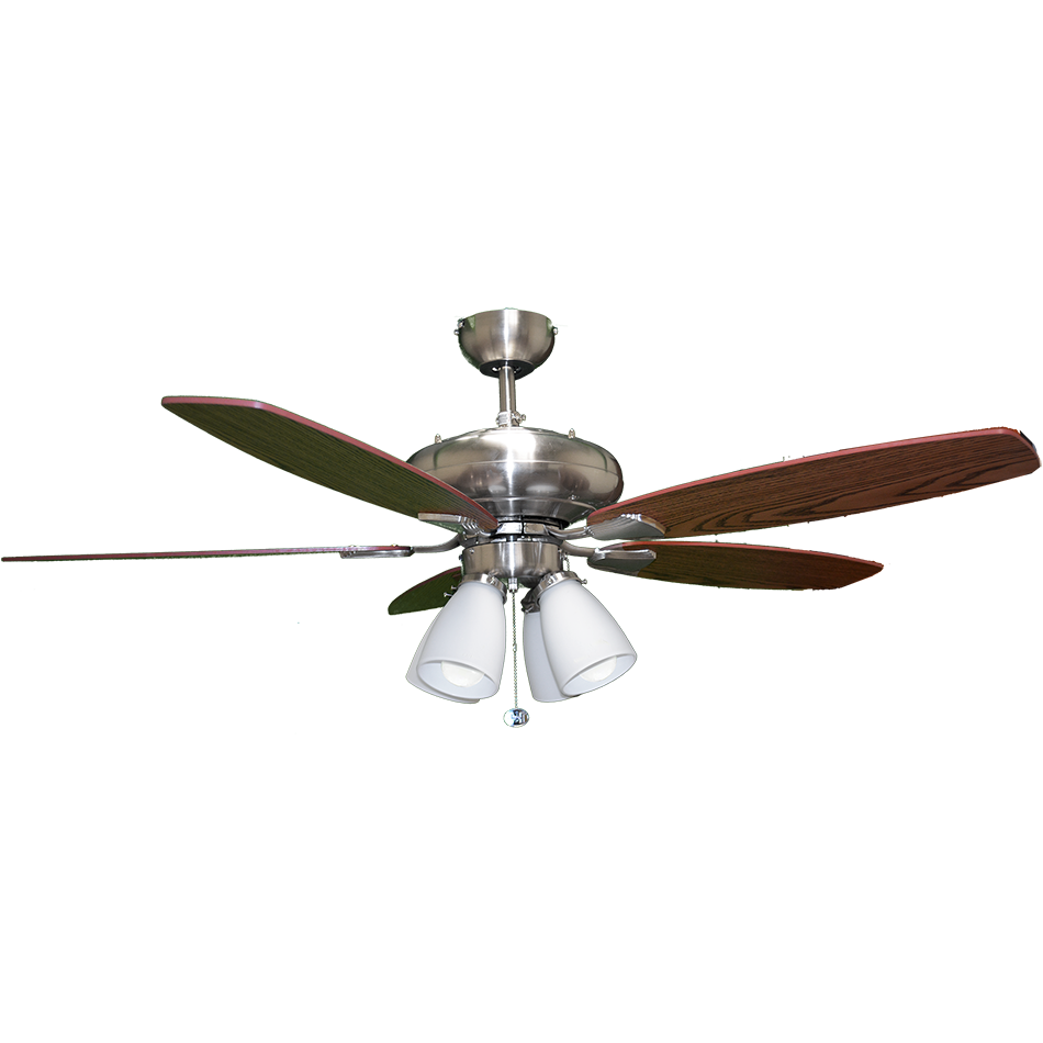 52" Brushed Nickel 5-Blade Ceiling Fan With Silver/Walnut Blades
