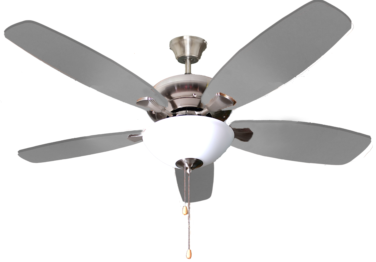 5-Blade 52" Traditional Nickel Ceiling Fan with Lights and White Bowl Shades