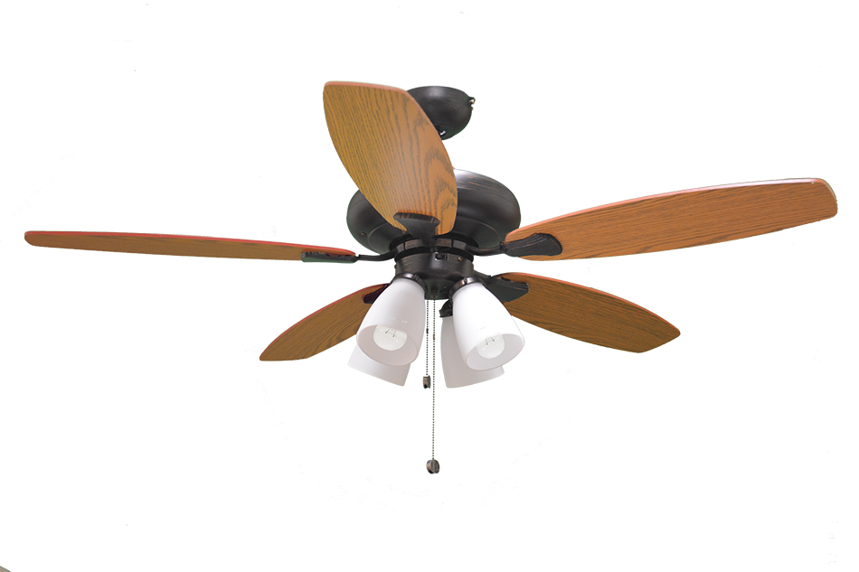 52" 5-Blade Rubbed Bronze Ceiling Fan With White 4-Light 3000K Kit