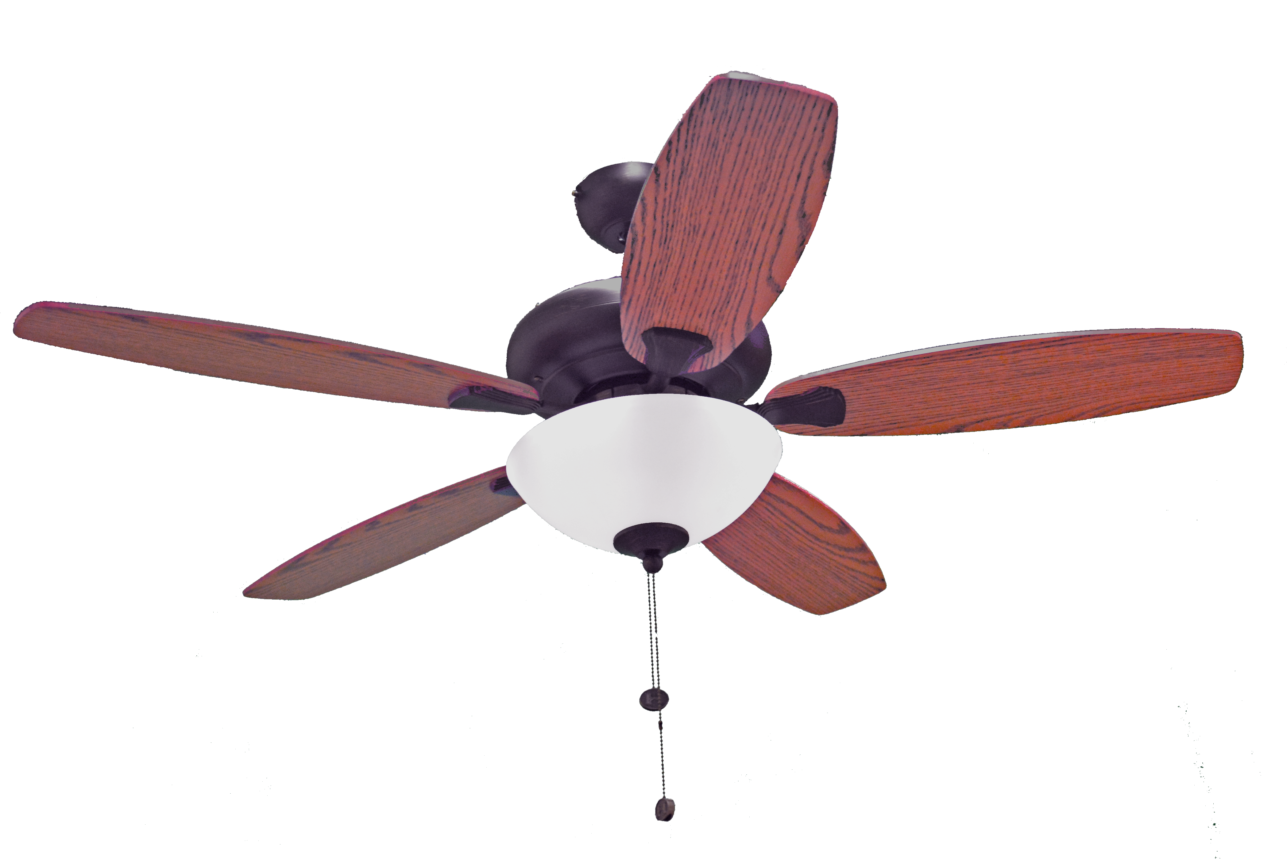 52" 5-Blade Rubbed Bronze Ceiling Fan with Lights and Oak/Walnut Blades