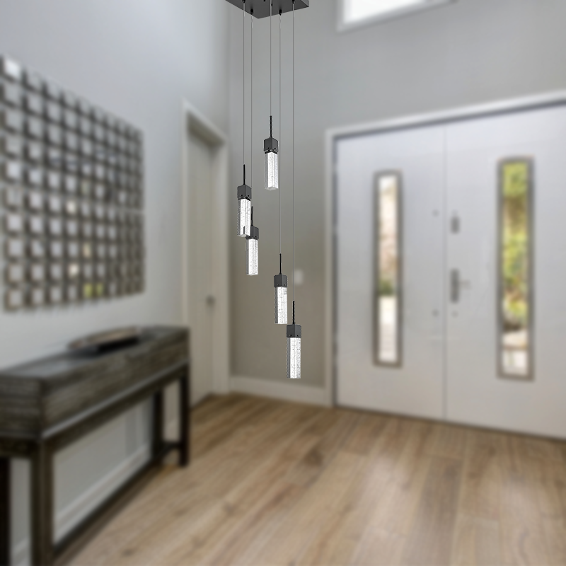 5 light bubble light pendant light black