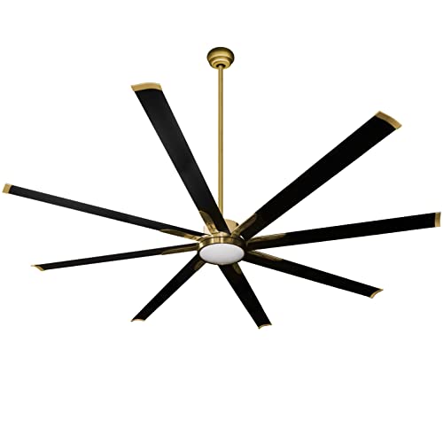 Barcelona 72" or 84" 8-Blade Nickel/Champagne Gold LED Ceiling Fan with Matte Black Blades