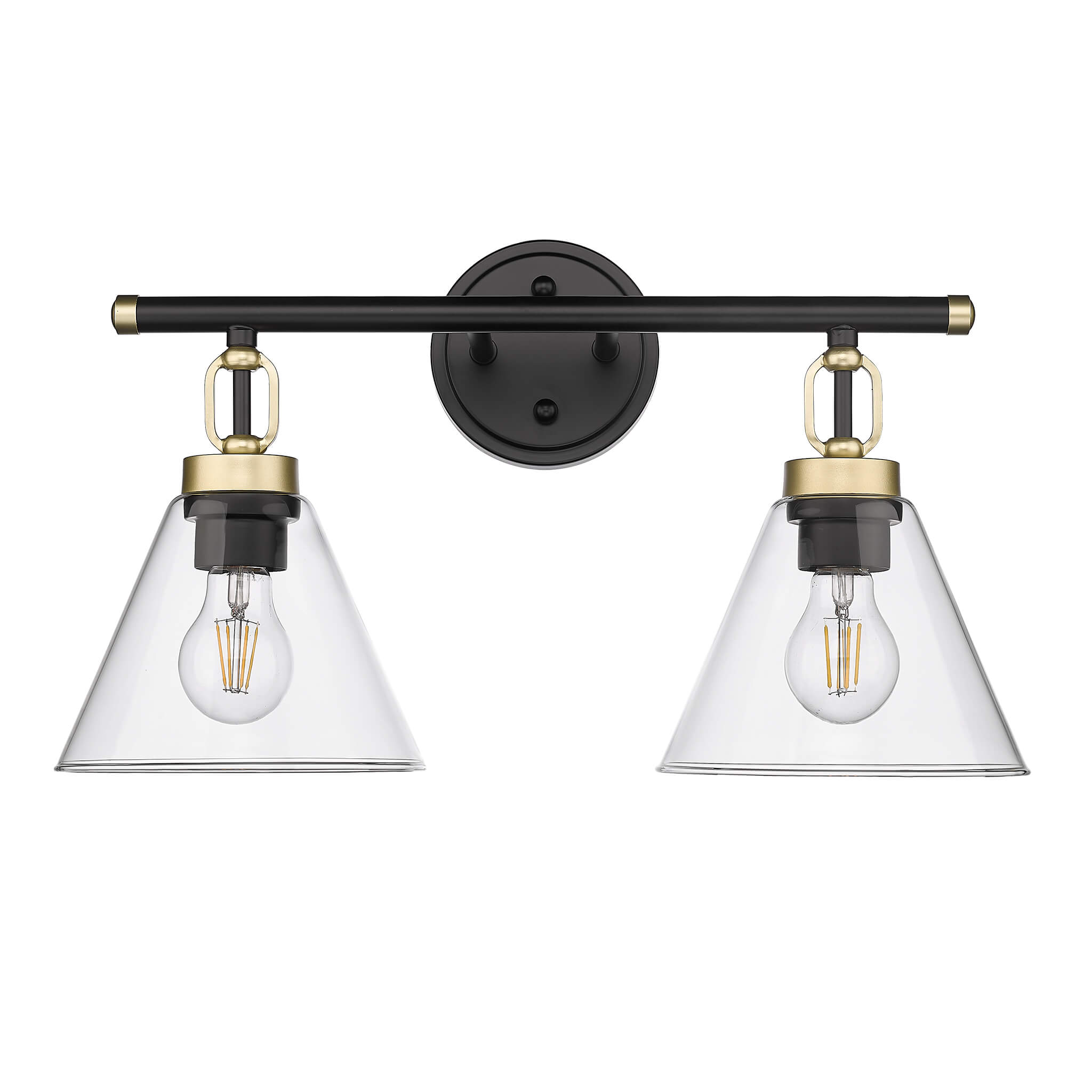 2 light modern vanity light fixture black and gold