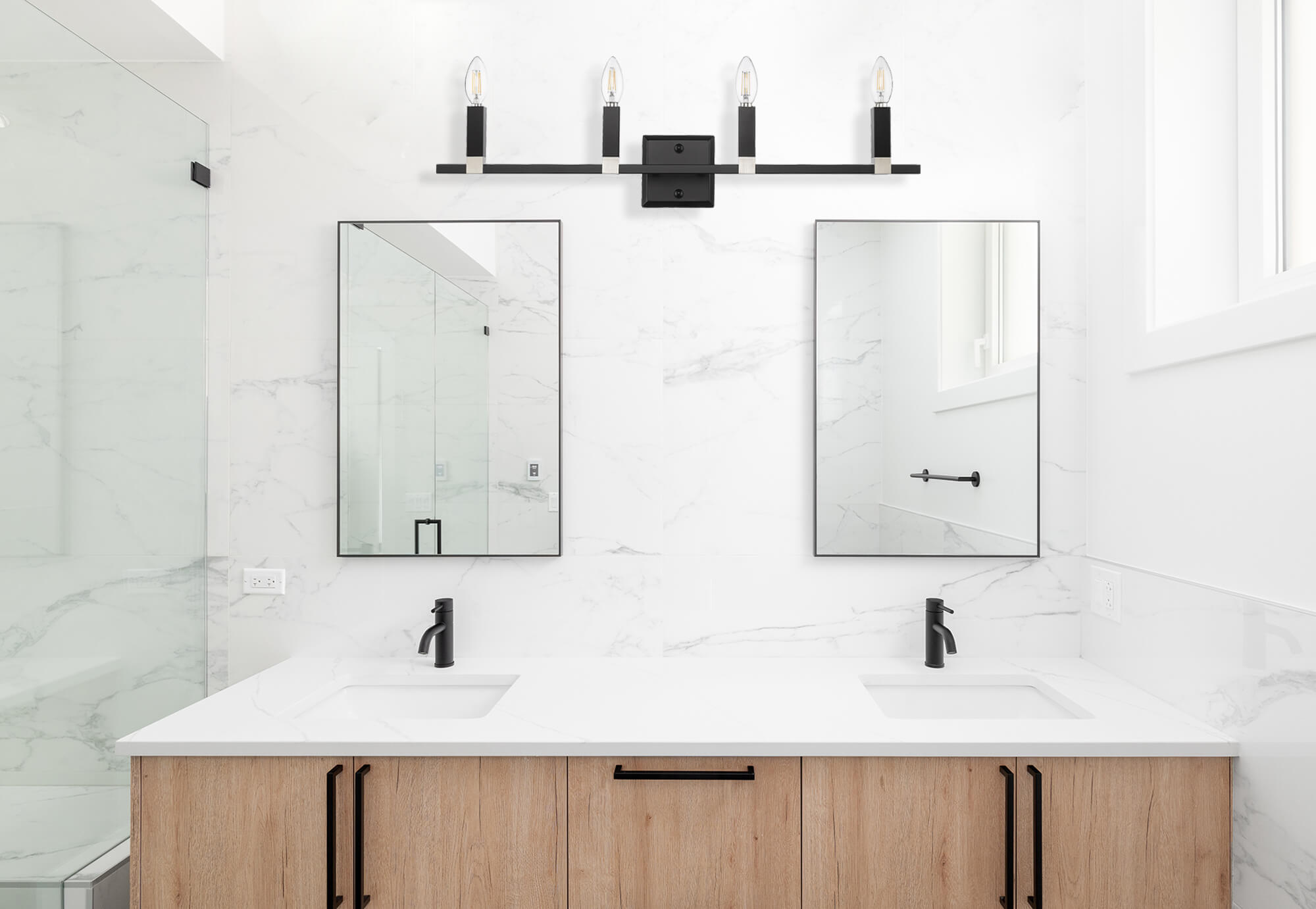 4 light contemporary wall sconce vanity light over mirror black nickel