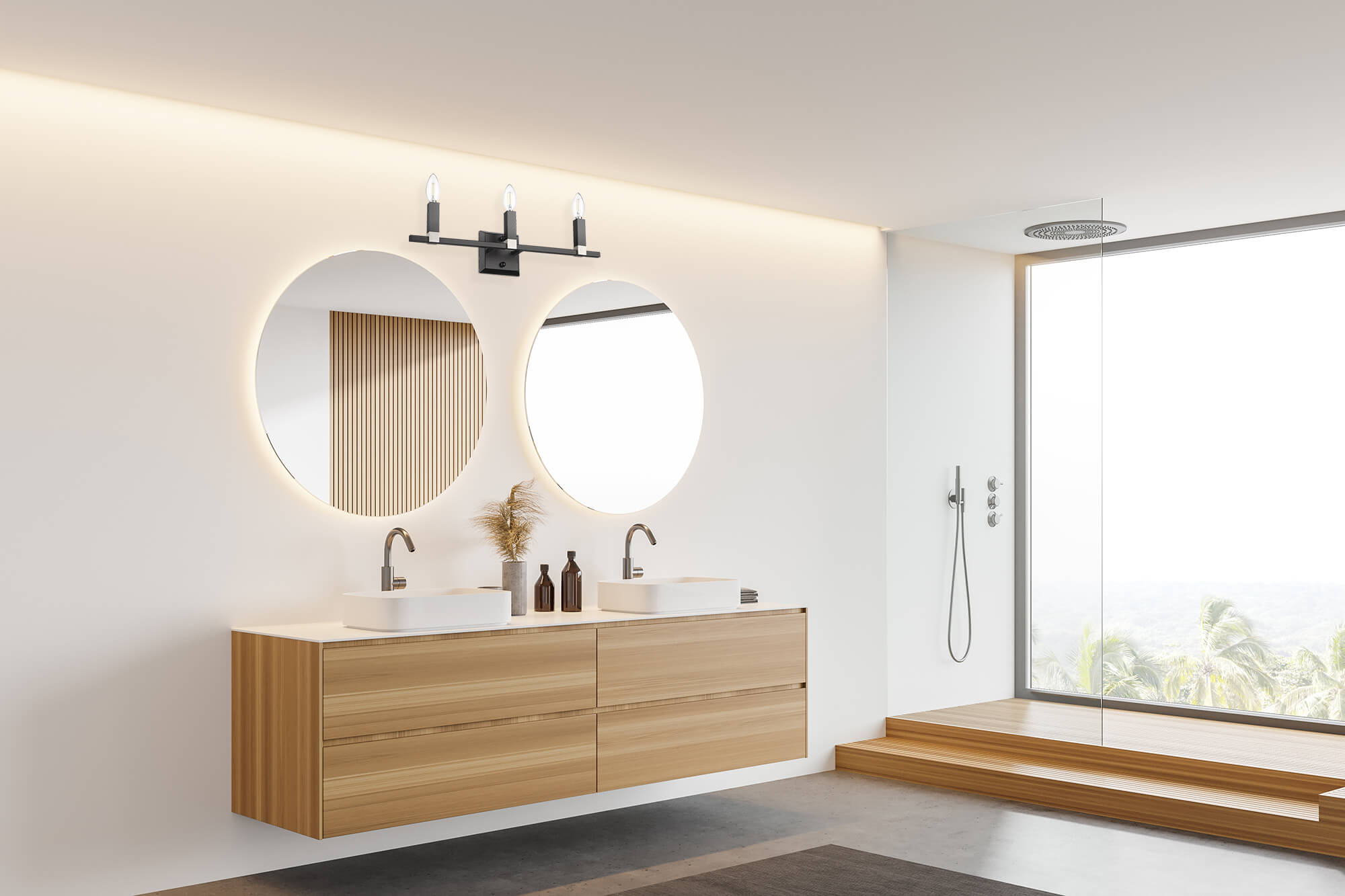 3 light contemporary wall sconce vanity light over mirror black nickel