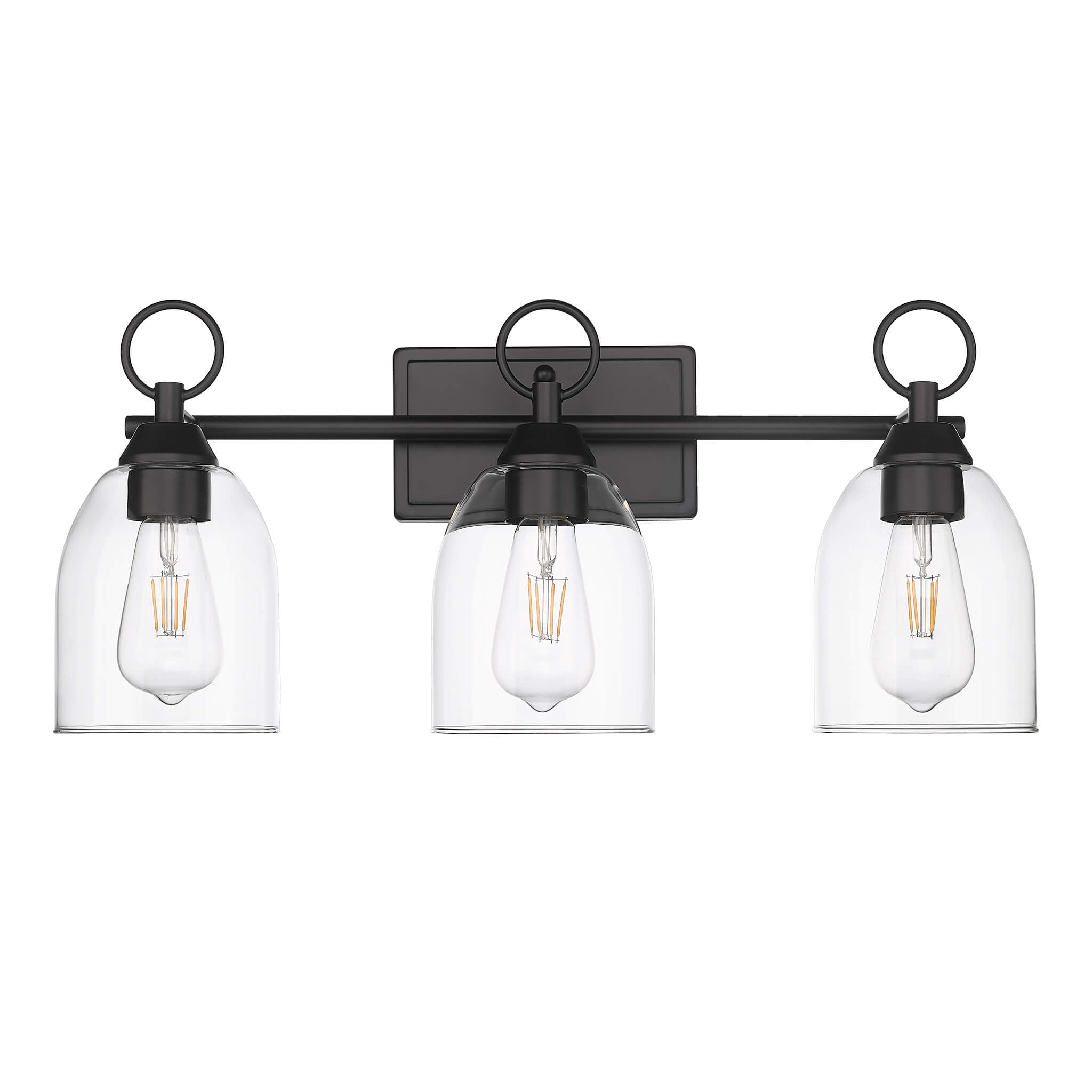 3 light bathroom vanity light fixture matte black glass
