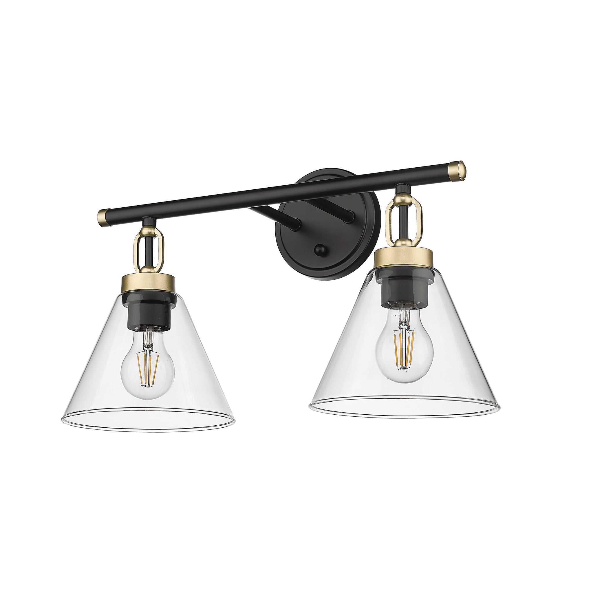 2 light modern vanity light fixture black and gold