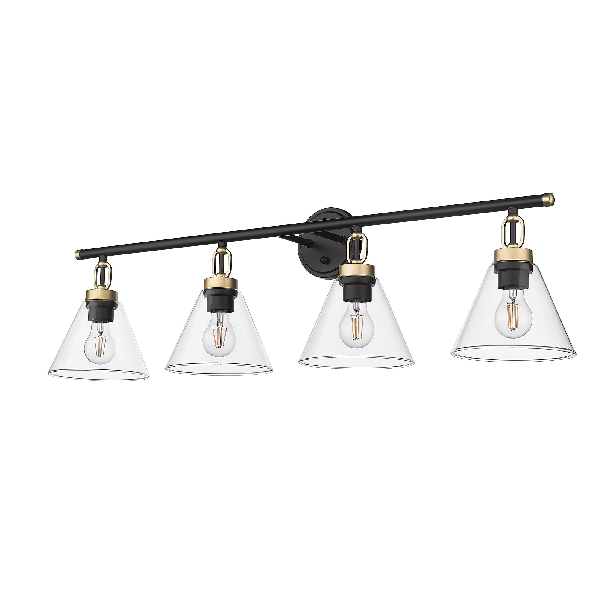 4 light modern vanity light fixture black and gold