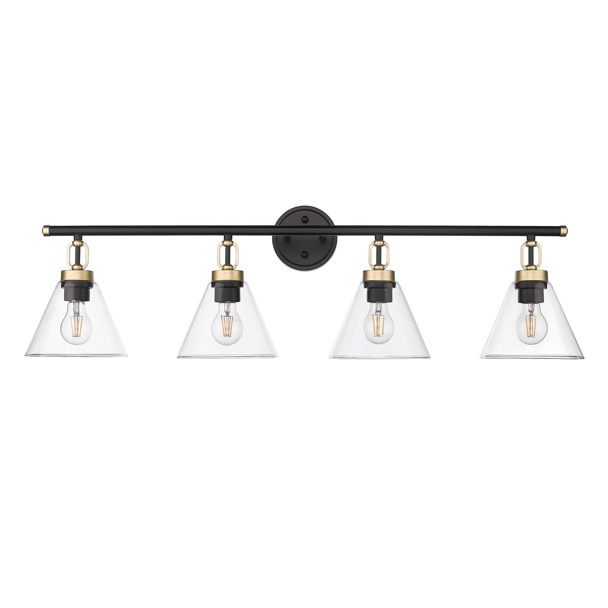 4 light modern vanity light fixture black and gold