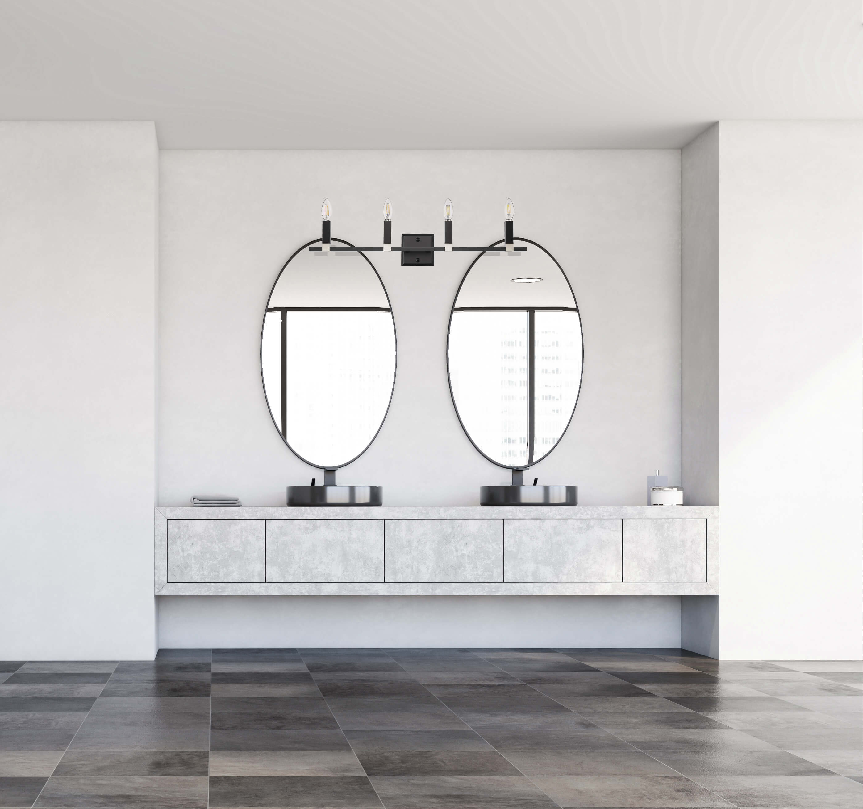 4 light contemporary wall sconce vanity light over mirror black nickel