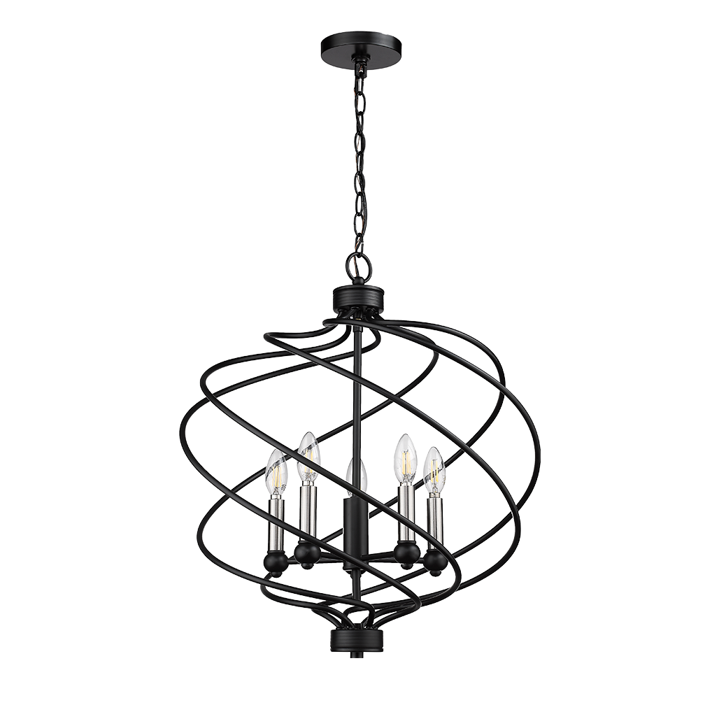 Modern spiral chandelier black 5 light