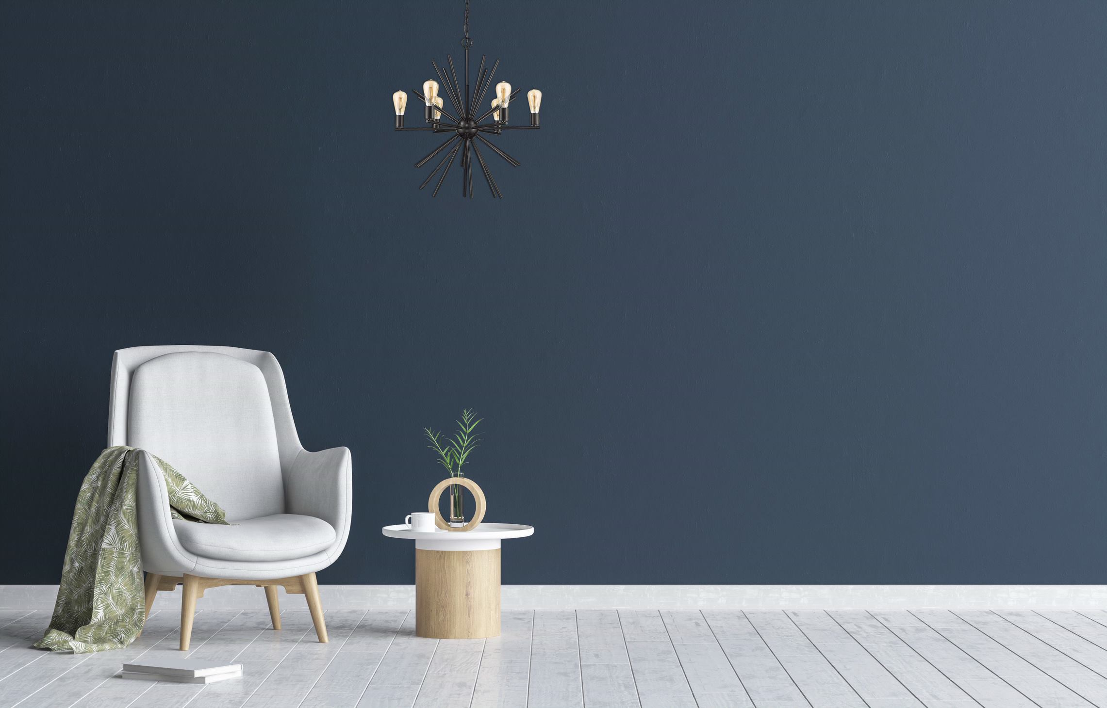 24" 6-Light Black Starburst & Sputnik Chandelier