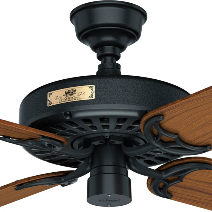 Hunter Original 52-Inch Outdoor Ceiling Fan with Original Teak Blades — Rubbed Bronze Finish