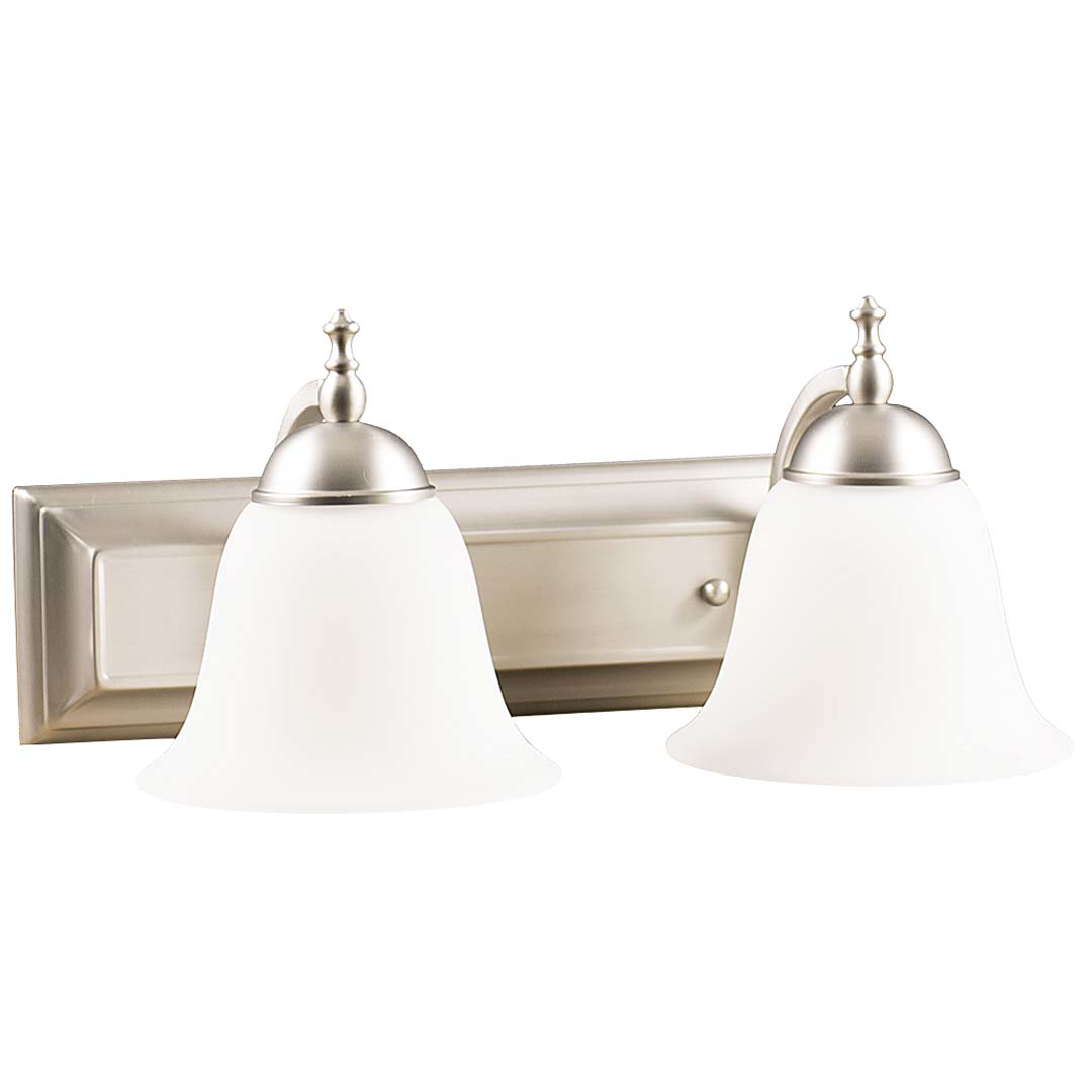 Dallas 2-Light White Vanity - Bold Vanities in Brushed Nickel