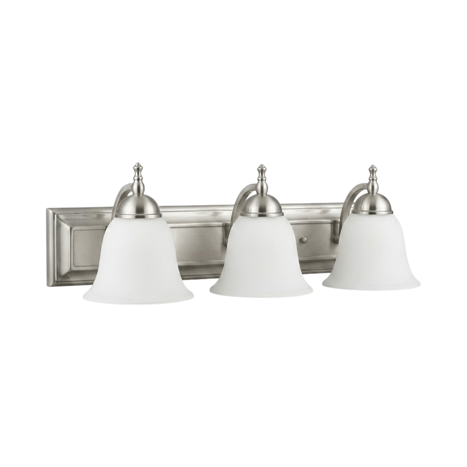 Dallas 3-Light White Glass Vanity - Functional Vanities in Brushed Nickel