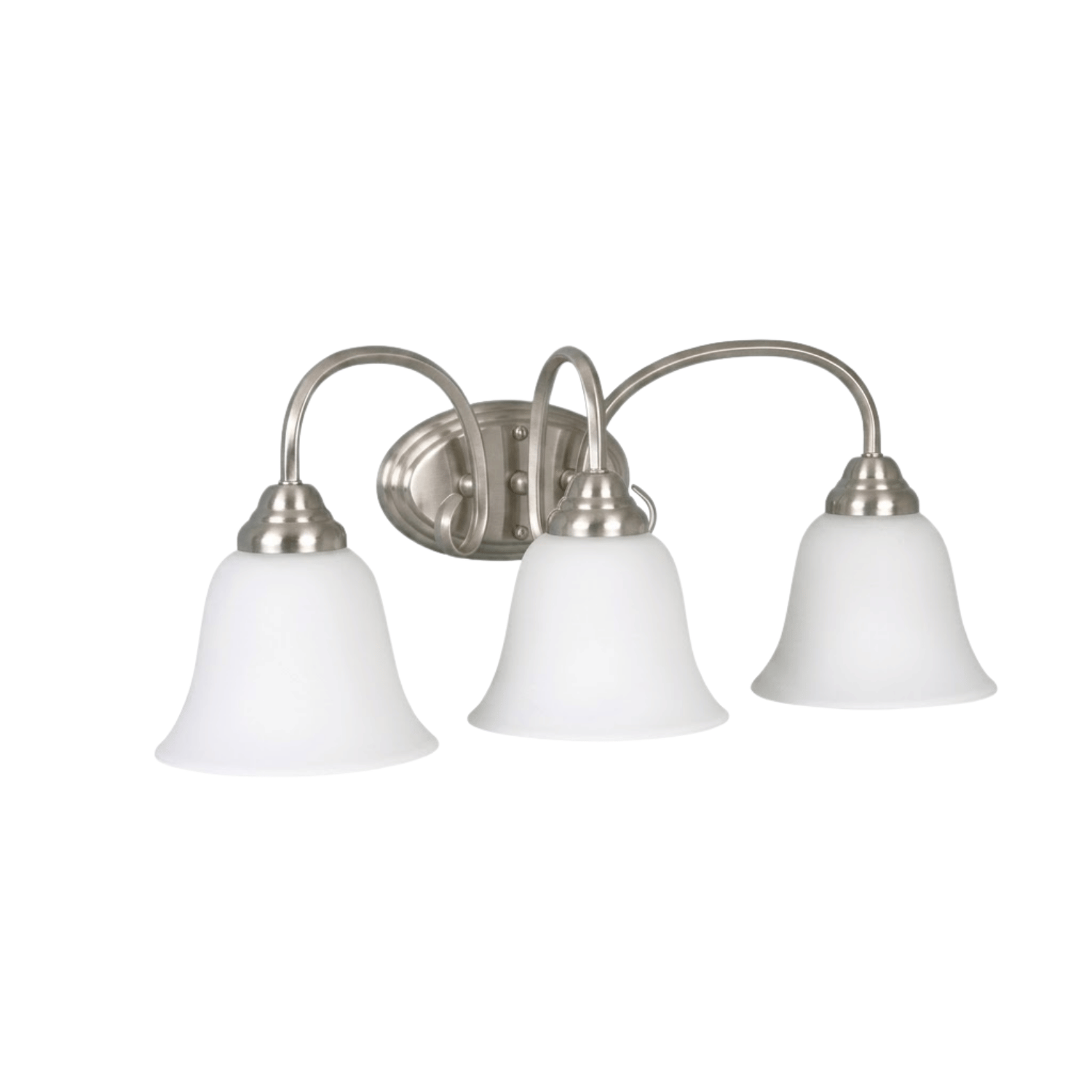 Spider 3-Light White Glass Vanity - Timeless Vanities in Brushed Nickel