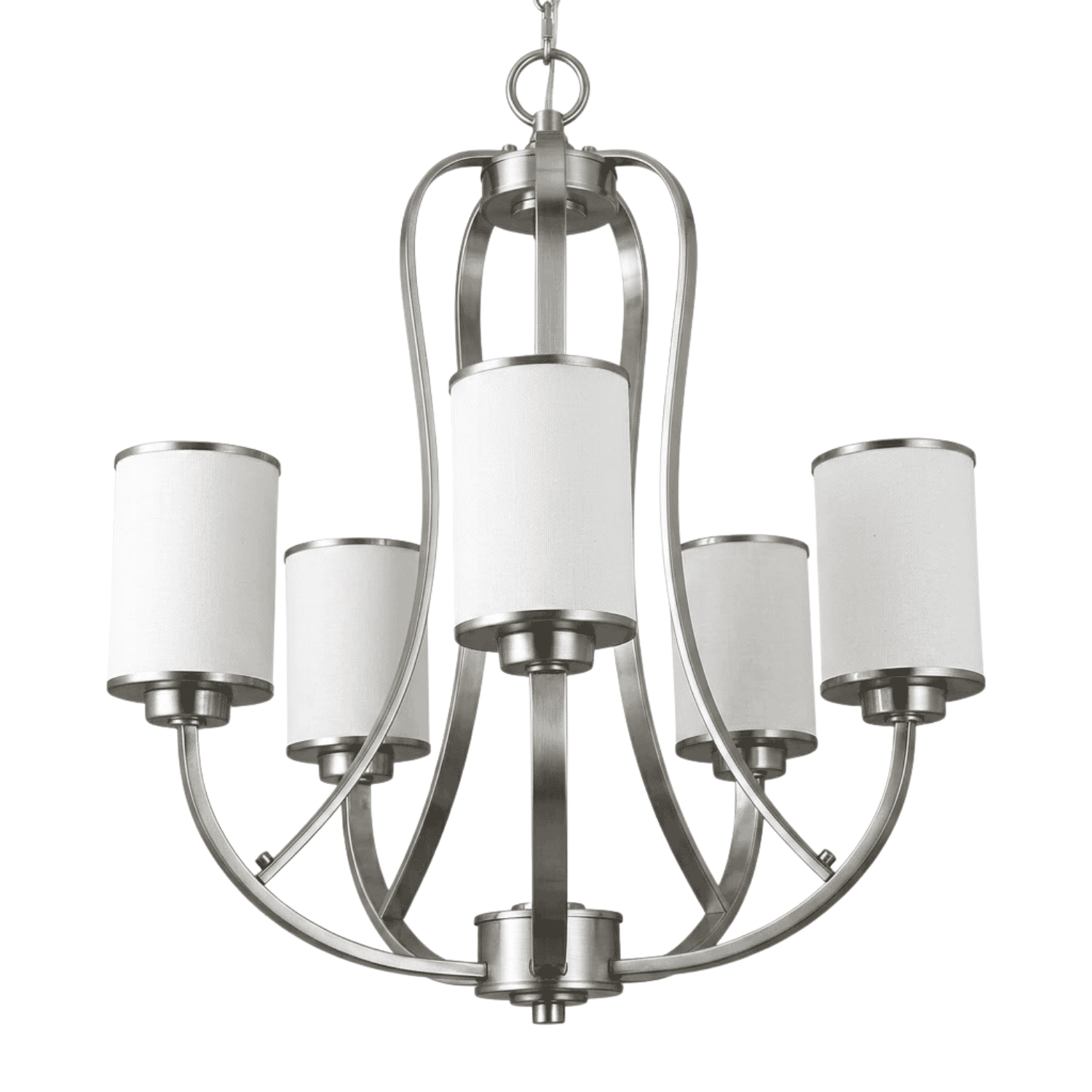 Lexington 5-Light White Glass Chandelier - Architectural-Inspired Chandeliers in Brushed Nickel