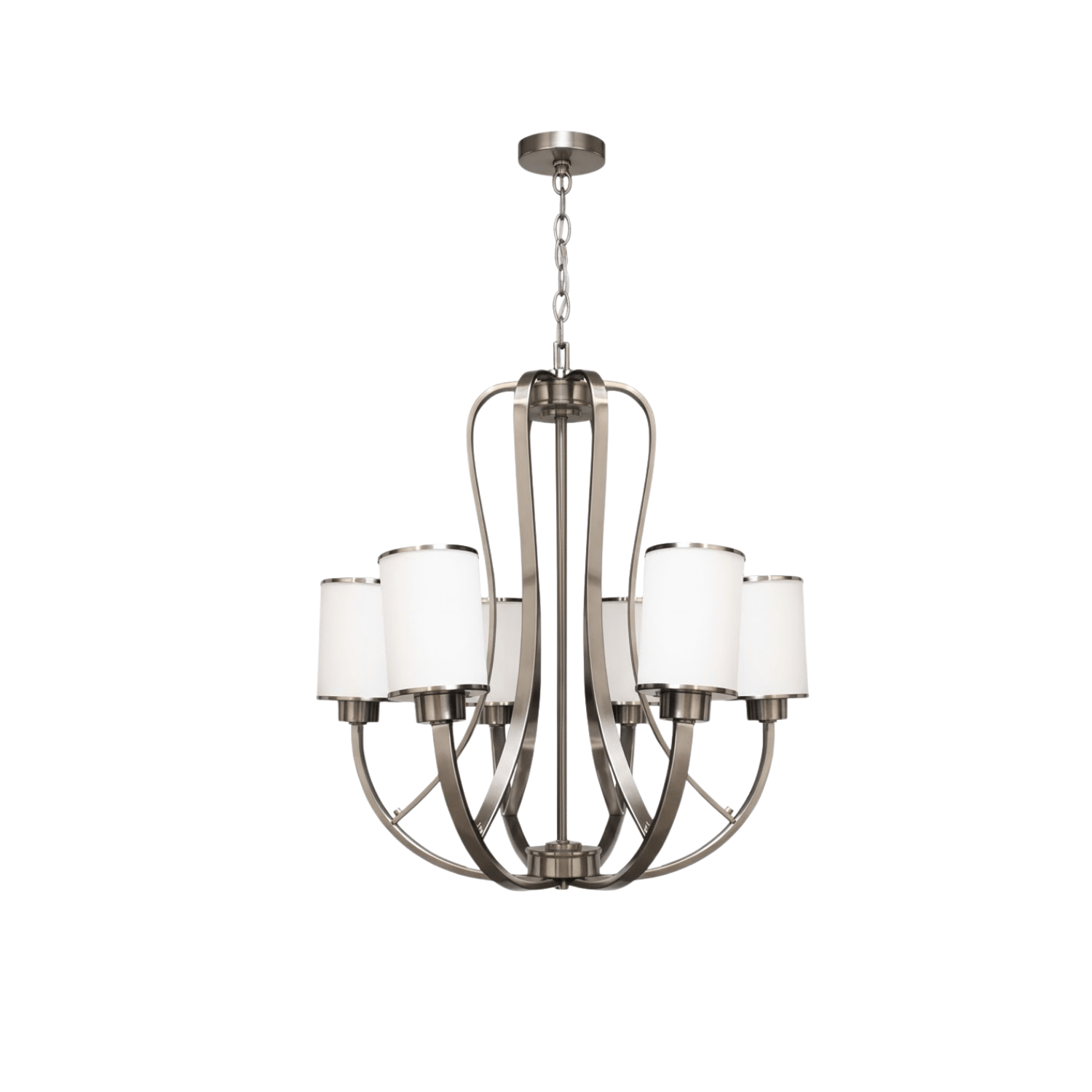 Lexington 6-Light White Glass Chandelier - Versatile Chandeliers in Brushed Nickel