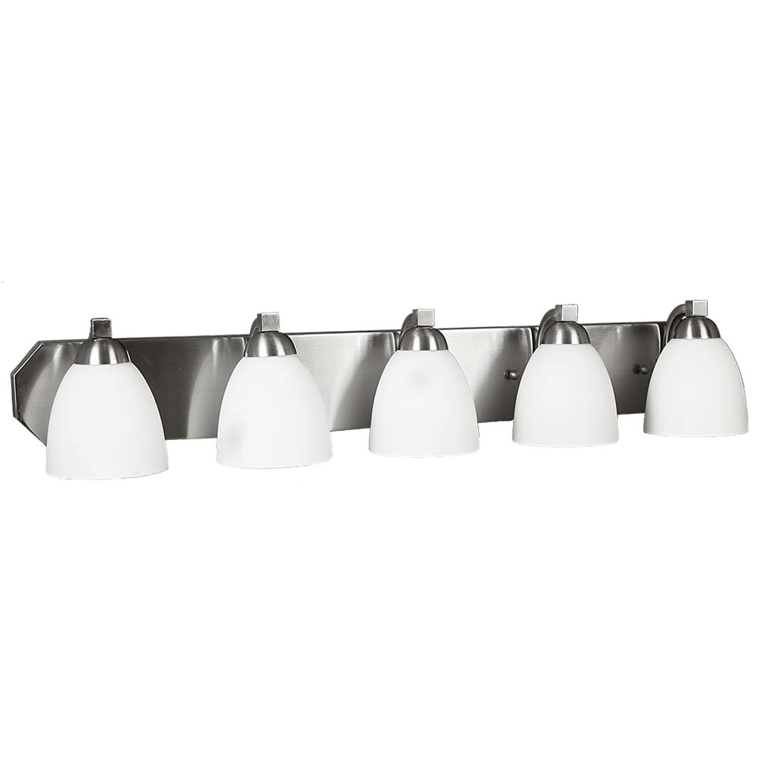 5-Light Contemporary Vanity - White Glass - Decorative Vanities