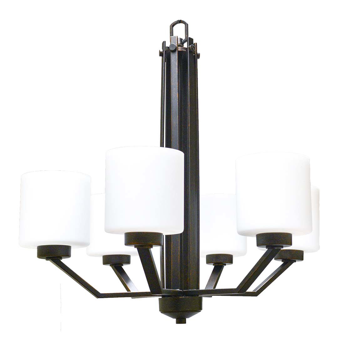 Paris 6-Light Chandelier White Cylinder Glass - Versatile Chandeliers