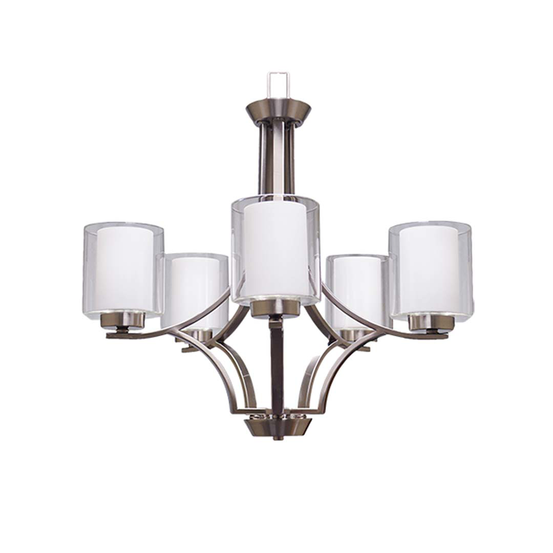 Sonora 5-Light Chandelier - Clear & White Glass - Elegant Chandeliers