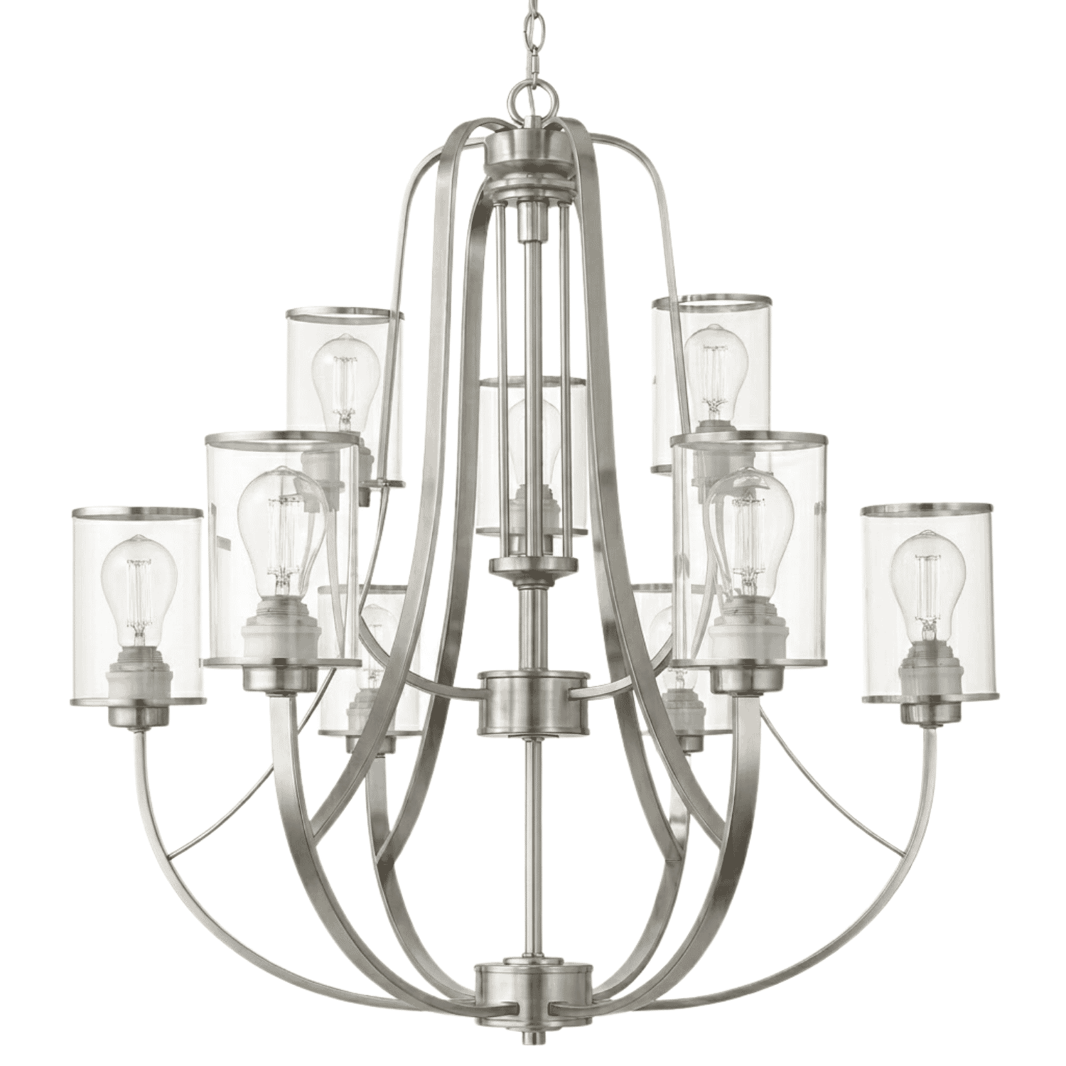 Lexington 9-Light Clear Glass Chandelier - Contemporary Chandeliers in Brushed Nickel