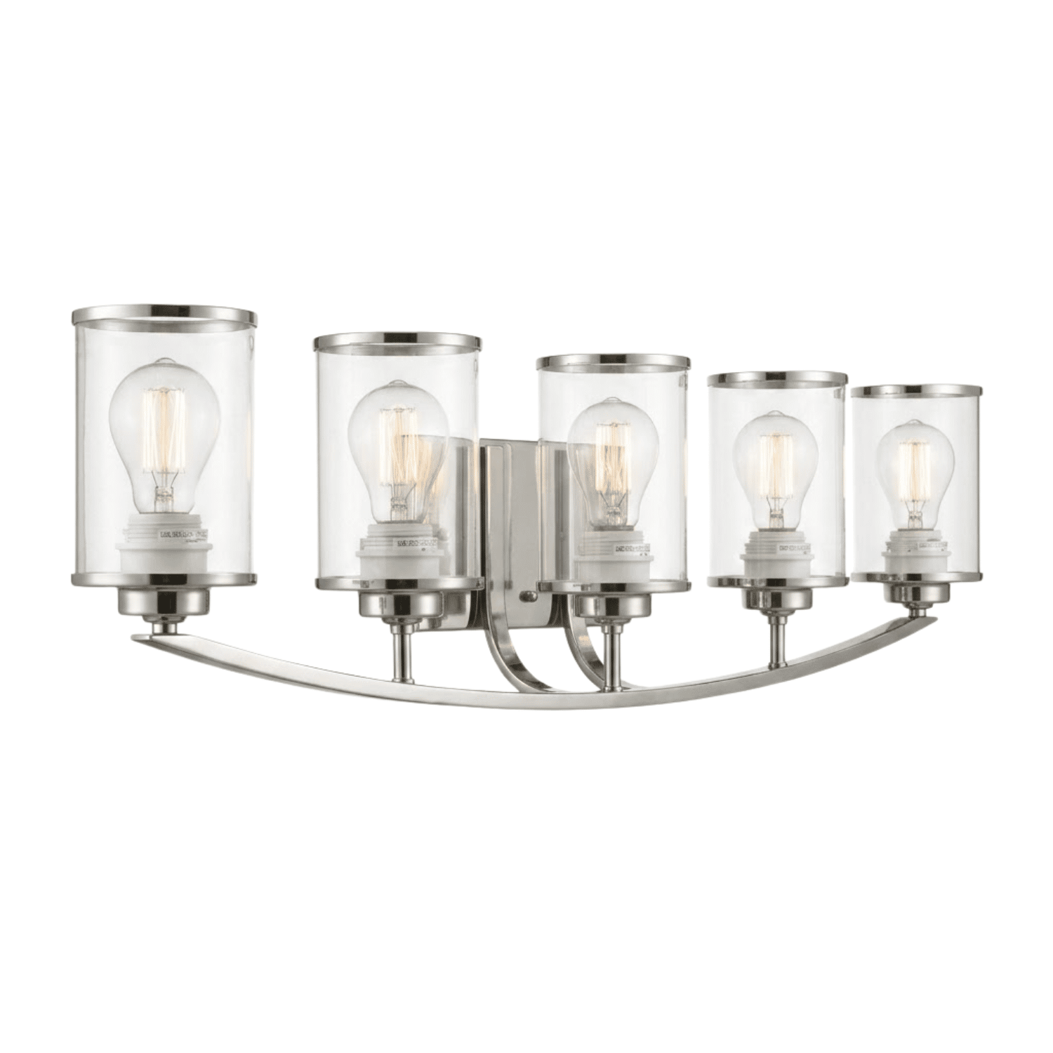 Lexington 5-Light Clear Glass Vanity - Decorative Vanities in Brushed Nickel