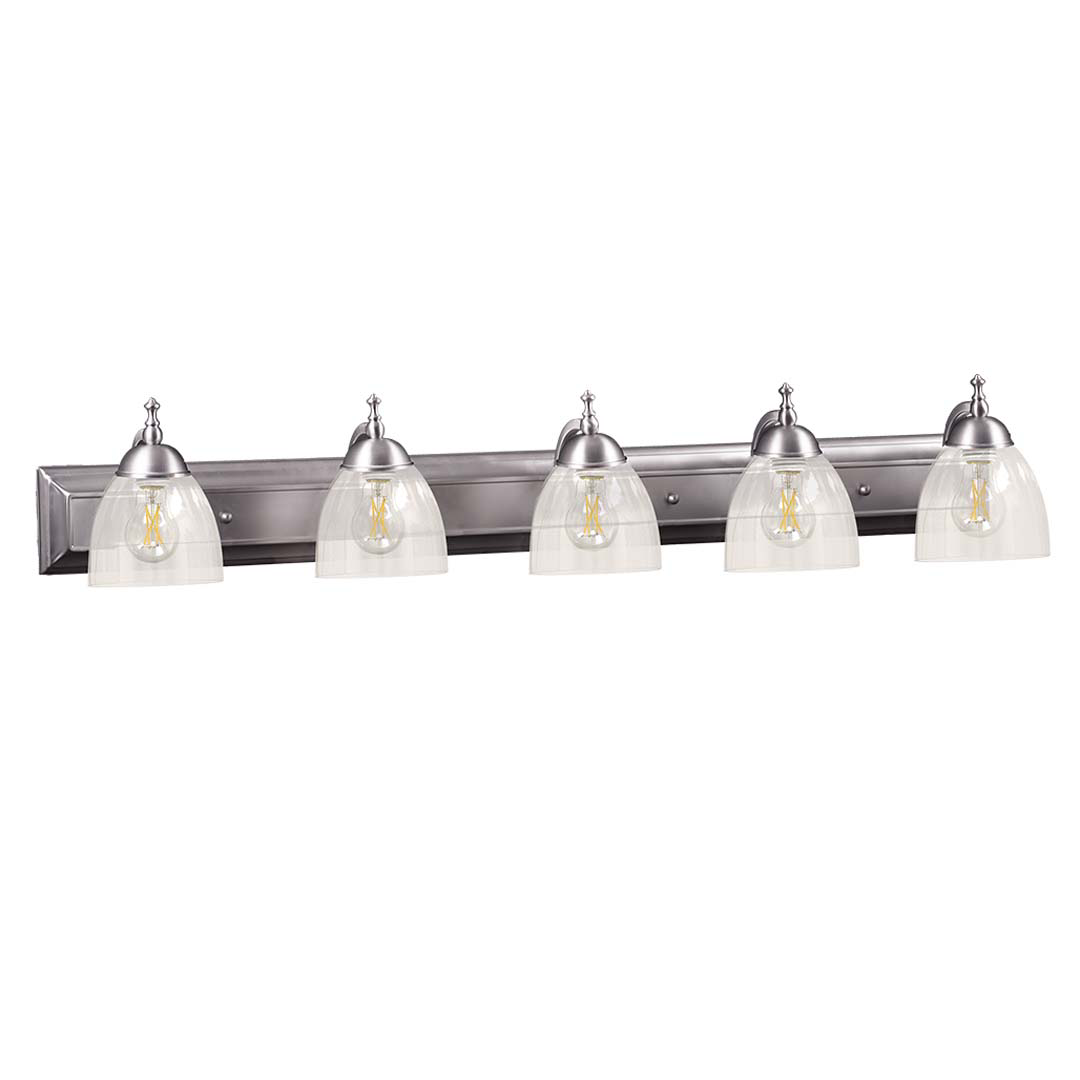 Dallas 5-Light Clear Vanity - Classic Vanities in Brushed Nickel