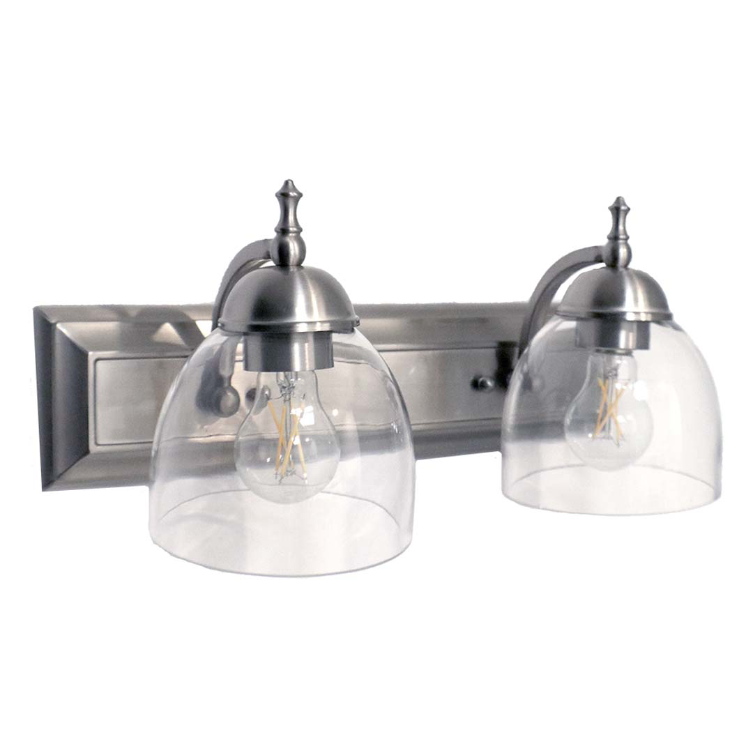Dallas 2-Light Clear Vanity - Chic Vanities in Brushed Nickel