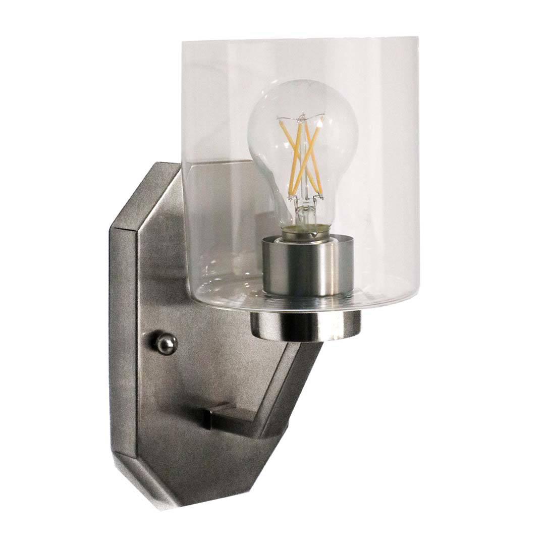 Paris 1-Light Vanity/Sconce Clear Cylinder Glass - Sleek Wall Sconces