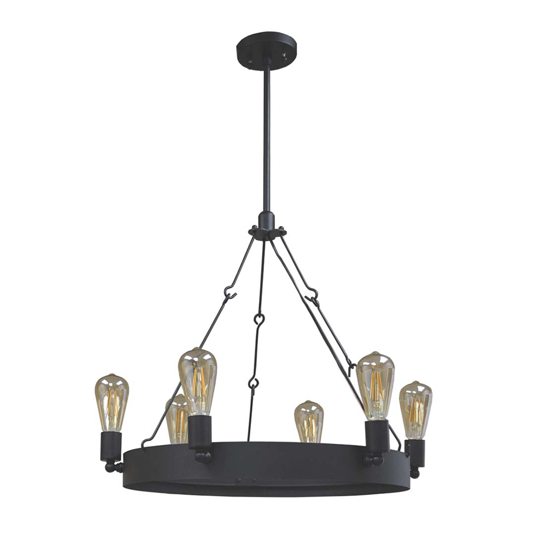 Justin 6-Light Ring Chandelier - Stylish Chandeliers in Matte Black