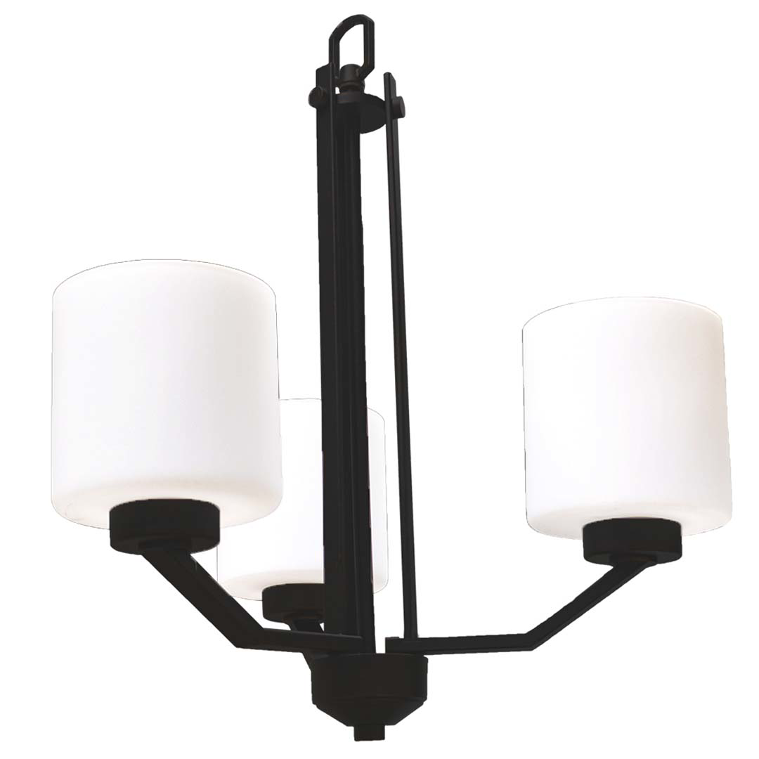 Paris 3-Light Chandelier White Cylinder Glass - High-Design Chandeliers