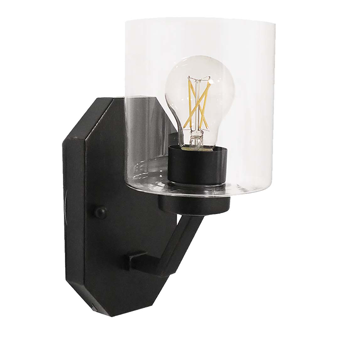 Paris 1-Light Vanity/Sconce Clear Cylinder Glass - Sleek Wall Sconces