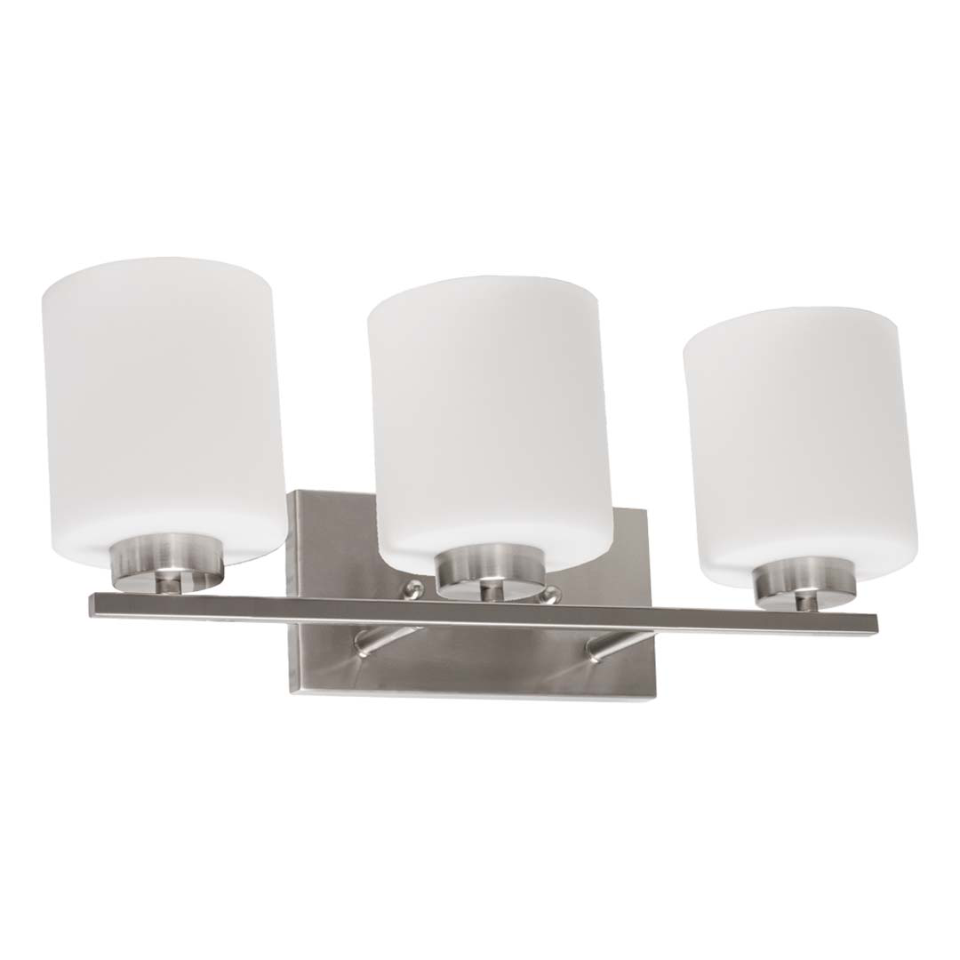 3-Light White Glass Vanity - Bold Vanities