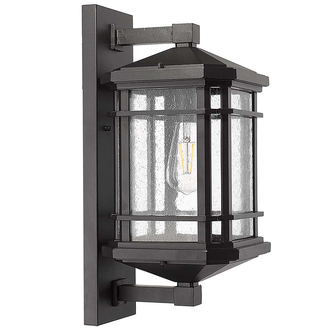 Cole Large Coach Light - Matte Black - Clear Seeded Glass - Bold Exterior