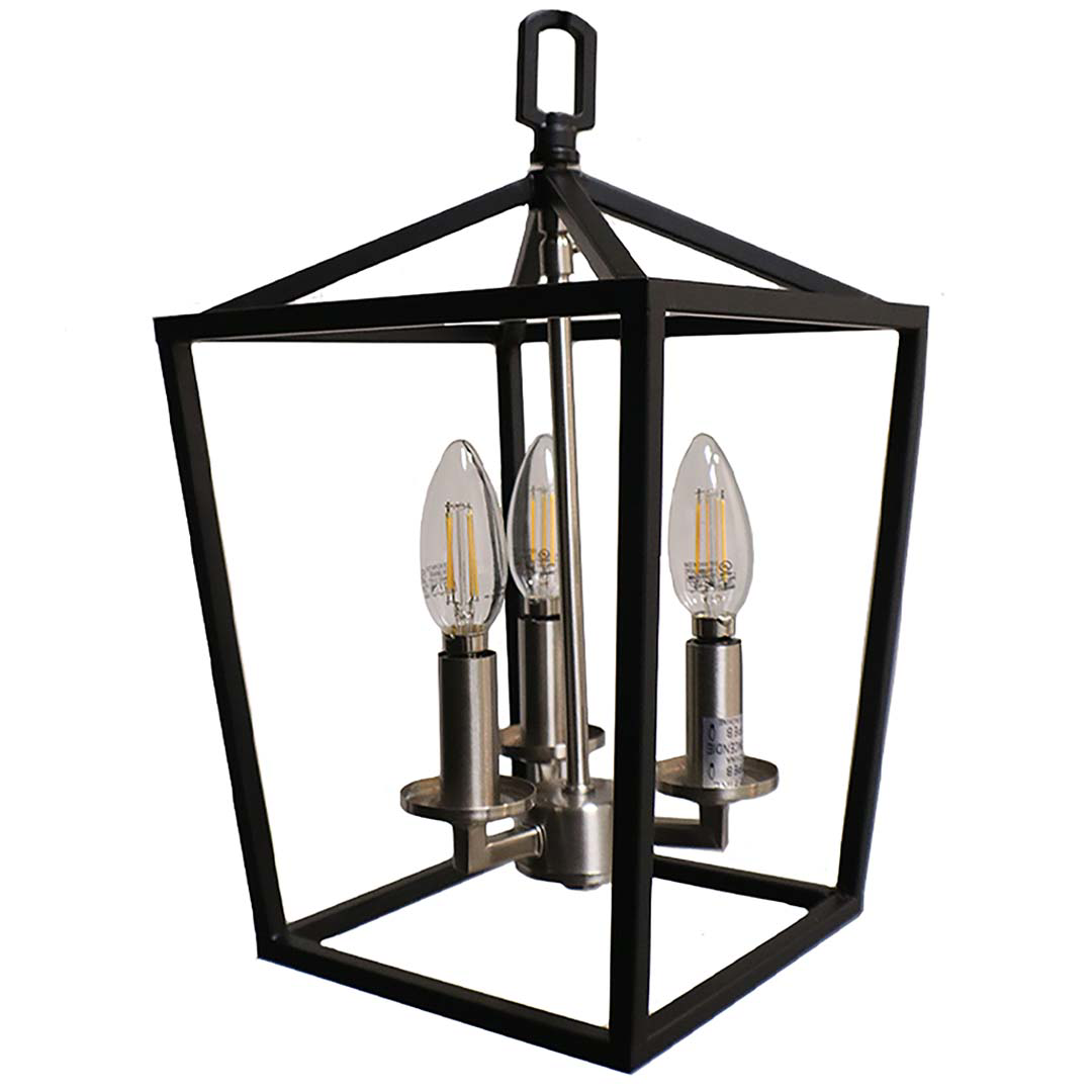 3-Light Open Cage Entry/NK - Timeless Pendants in Matte Black