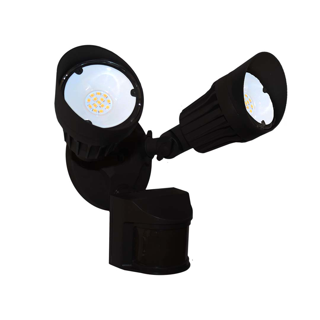 LED-Double Flood-Matte Black (includes Motion Sensor) 20W 3000K - Elegant Flood Lights