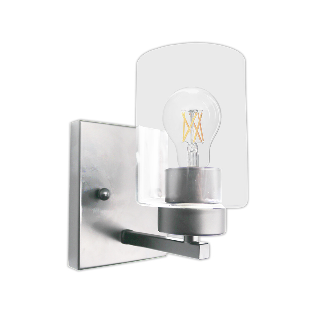 1-Light Clear Glass Sconce - Minimalist Vanities