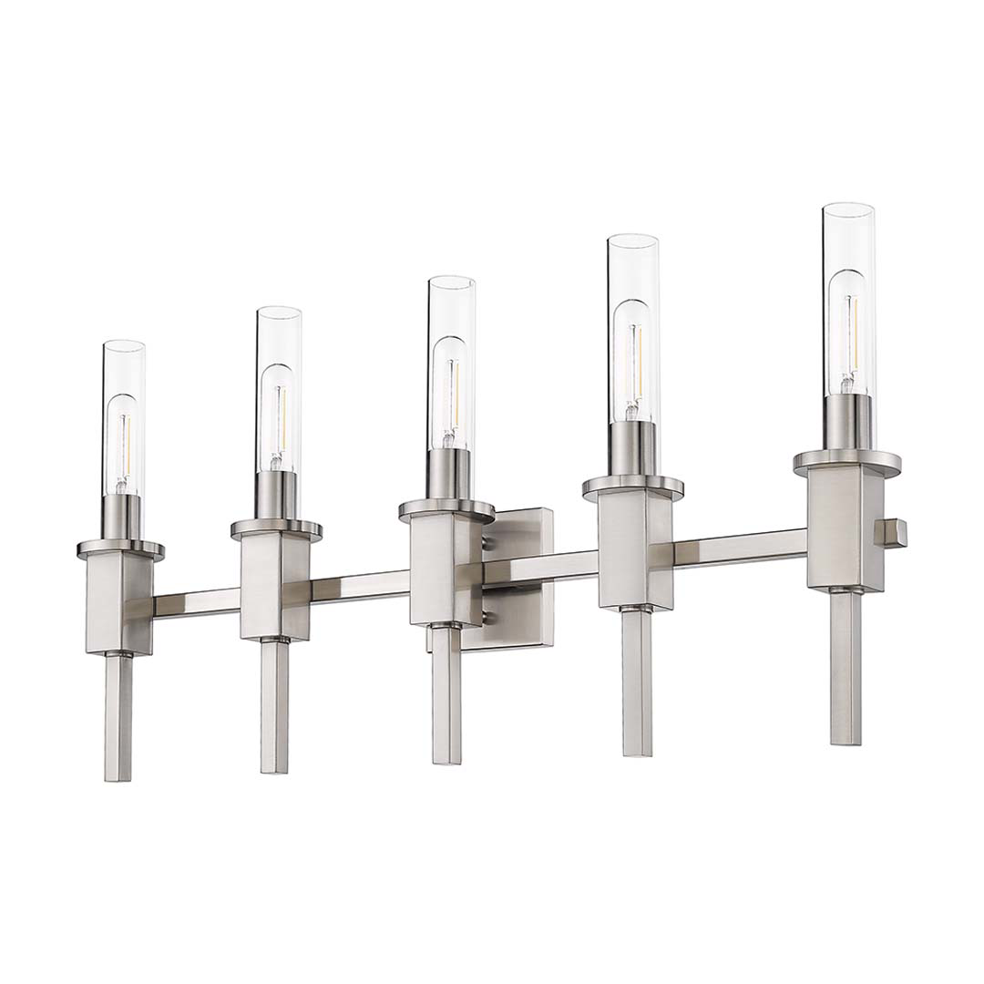 Roma 5-Light Clear Tube Glass Vanity - T10 8.5W LED 4K Lamps Included - Functional Vanities
